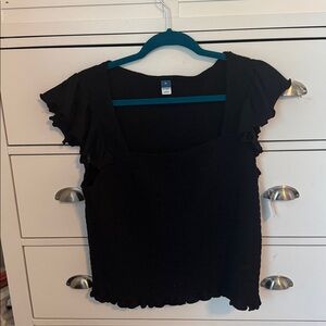 Old Navy Black Ruffle Sleeve Top